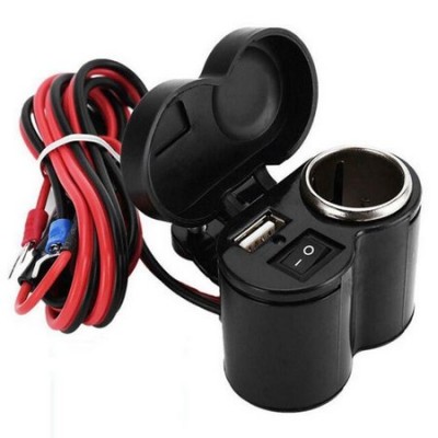 Carregador USB de Celular e gps para Motos / Acendedor de cigarros 2 em 1